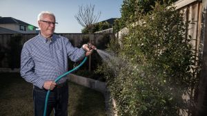 Portrait of Ken Barber, 64, at home in his garden in Kellyville. He is a retired chartered accountant and his wife ...