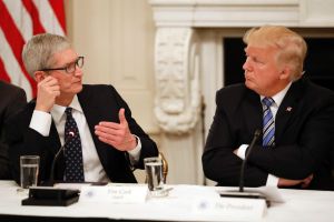 Tim Cook with US president Donald Trump in June.