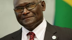 Solomon Islands Prime Minister Manasseh Sogavare at Parliament House in Canberra.