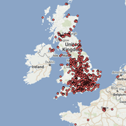 Map of the UK covered in red dots