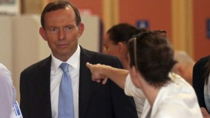 Tony Abbott, on the day he was elected Australia's new prime minister, Sept. 7, 2013. (photo credit: AP/Rob Griffith)