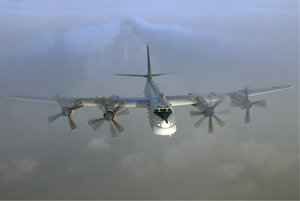 A Tu-95MS in-flight over Russia in 2007. The design bureau led by Andrei Tupolev designed the Soviet Union's first intercontinental bomber, the 1949 Tu-85, a scaled up version of the Tu-4, a B-29 Super fortress copy. The Tu-4 was deemed to be inadequate against the new generation of American all-weather interceptors.