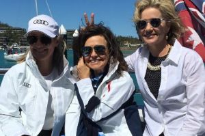 From left, Channel Seven's Mel Doyle, Nine's Lisa Wilkinson and Channel Ten's Sandra Sully at Audi Hamilton Island Race ...