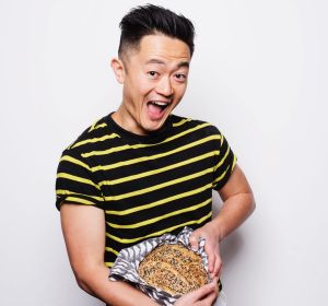 Benjamin Law with his finished sourdough bread.