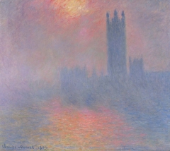 The Houses of Parliament, London, with the sun breaking through the fog, 1904 