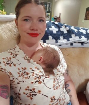 Clementine Ford with her baby son. 