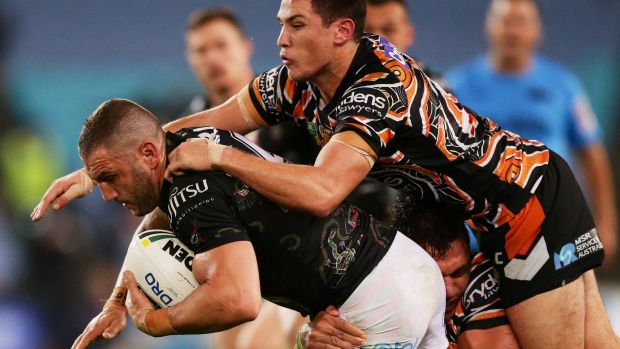 Old stager: Robbie Farah takes Mitchell Moses for a ride.