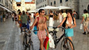 Overcrowded: Tourists walk through the Stradun, the main street in the coastal town of Dubrovnik.