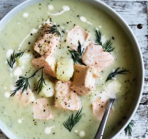 Salmon and fennel soup.