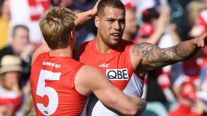 Lance Franklin and Isaac Heeney.