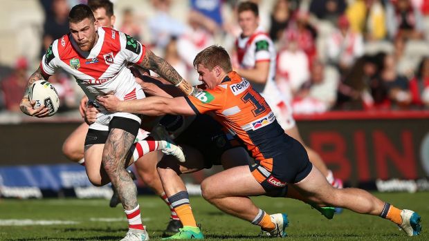 Star power: St George's NSW Origin representatives, including Josh Dugan (pictured), lifted the Dragons to overcome the ...