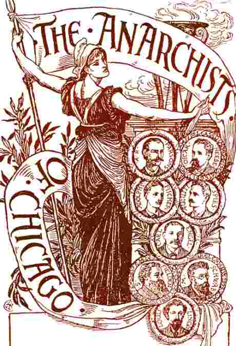 Cartel conmemorativo de los Mrtires de Chicago hecho por Walter Crane (1894)