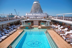 The pool deck.