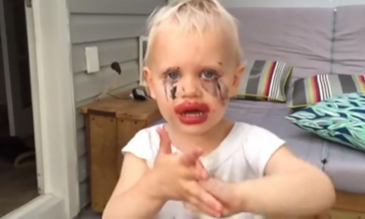 Little girl gets into the expensive makeup - and mum can't stop laughing