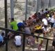 Refugees at the Manus Island regional processing centre protesting earlier this month. 