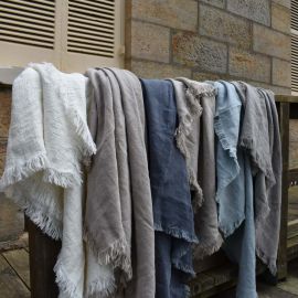 Pure French Linen Heavyweight Fringed Throw