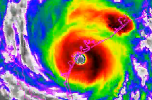 Hurricane Harvey as it crossed the Gulf coast on Saturday.