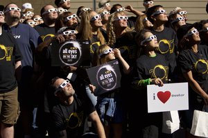 Essilor of America celebrated the total solar eclipse at its Opticraft Optical Lab on Monday, Aug. 21, 2017, in Portland, Oregon