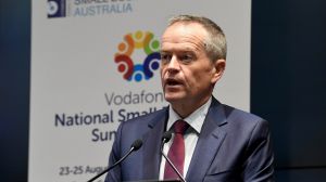 Bill Shorten explains his trusts policy at the Vodafone National Small Business Summit last week. 