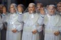 In this Wednesday, Aug. 23, 2017 photo, plastic covered statues of Pope Francis stand for sale at a shop in Bogota, ...