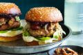 Turducken burger with bacon and brown bread stuffing.