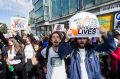 Protesters rally in Victoria Street, Richmond, for a safe injecting room.