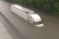 A truck trapped in rising waters in Houston.