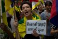 Exiled Tibetans show support with India on the Doklam standoff in New Delhi