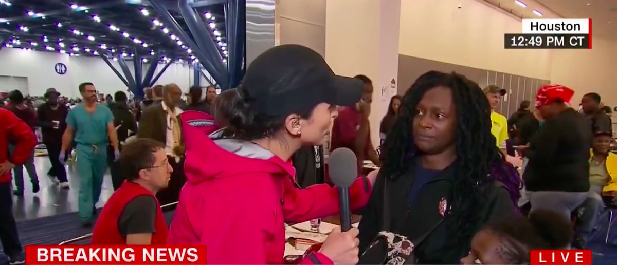 Harvey evacuee expresses frustration at CNN reporter during interview