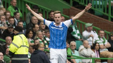 Steven MacLean celebrates his goal against Celtic, August 2017