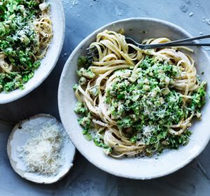 Chicken and broccoli linguine.