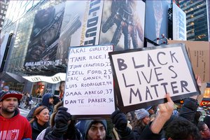 NYC action in solidarity with Ferguson. Mo, encouraging a boycott of Black Lives Matter Friday Consumerism, 28 November 2014