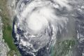 A satellite image of Hurricane Harvey off the Gulf of Mexico on August 24.