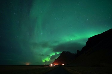 'The Aurora Borealis putting on a show in the south of Iceland.'