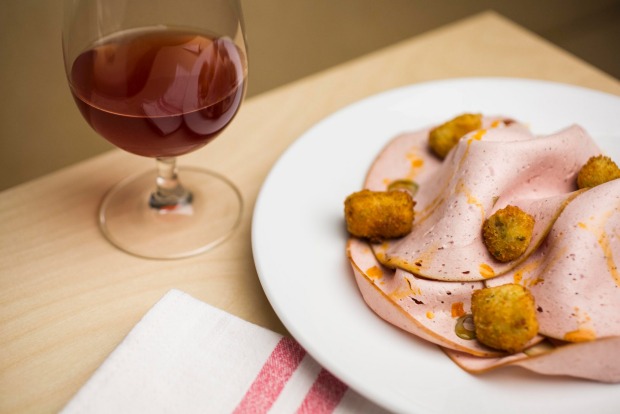 LP's mortadella and olive fritti (fried crumbed olives) served at the Dolphin Hotel in Sydney.