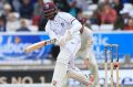 West Indies' Shai Hope plays a shot against England during day five of the the second cricket Test.