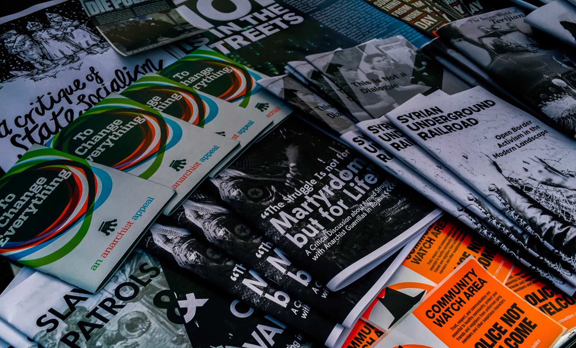 CrimethInc. zines, posters, stickers