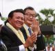 Kem Sokha, left, pictured with then president of Cambodia National Rescue Party (CNRP) Sam Rainsy pictured at a rally in ...