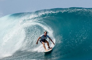 A maximum of 10 guests a day are permitted to surf Occy's Left, the break that started it all.