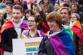 Some of the people among the thousands at the rally on Saturday.