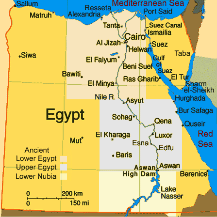 Map of Egypt: Regions