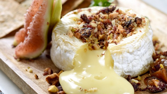 Baked camembert cheese.