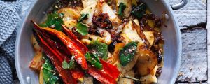 Kylie Kwong: Stir-fried potato with salted black beans, chilli and saltbush.