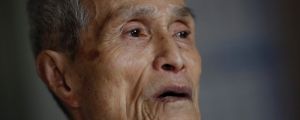 FILE - In this June 30, 2015 file photo, Sumiteru Taniguchi, a survivor of the 1945 atomic bombing of Nagasaki, speaks ...
