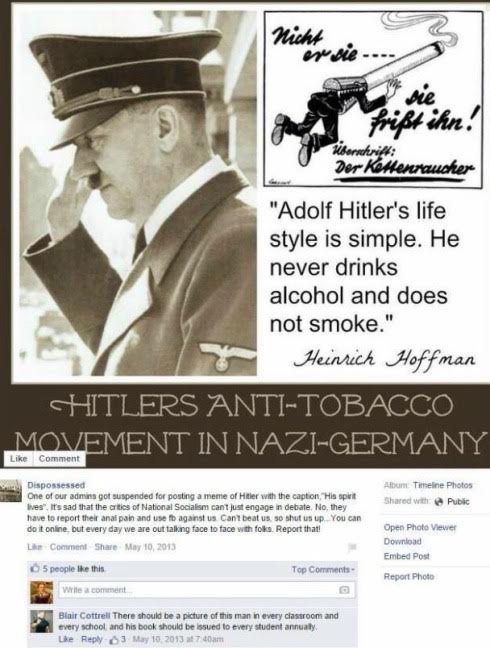 Blair Cottrell Facebook comment on a picture of Adolf Hitler