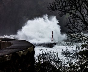 Last waves of the hurricane Alex that passed last night over the Azores (crop). Caloura - S Miguel, Azores 2016