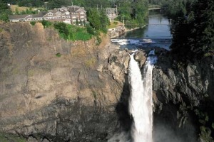 Salish Lodge sits over the magnificent Snoqualmie Falls, one of Washington State's biggest tourist attractions.