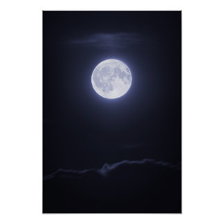 Cloud Covering Full Moon Poster