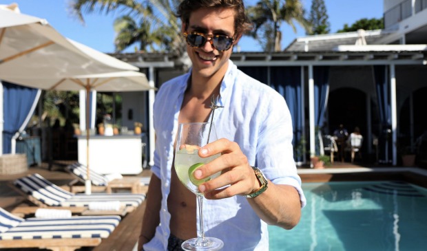 Grey Goose ambassador Zac Stenmark models a Le Fizz at Halcyon House. 