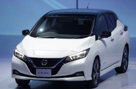 Nissan's new longer-range Leaf at its unveiling on Wednesday. 